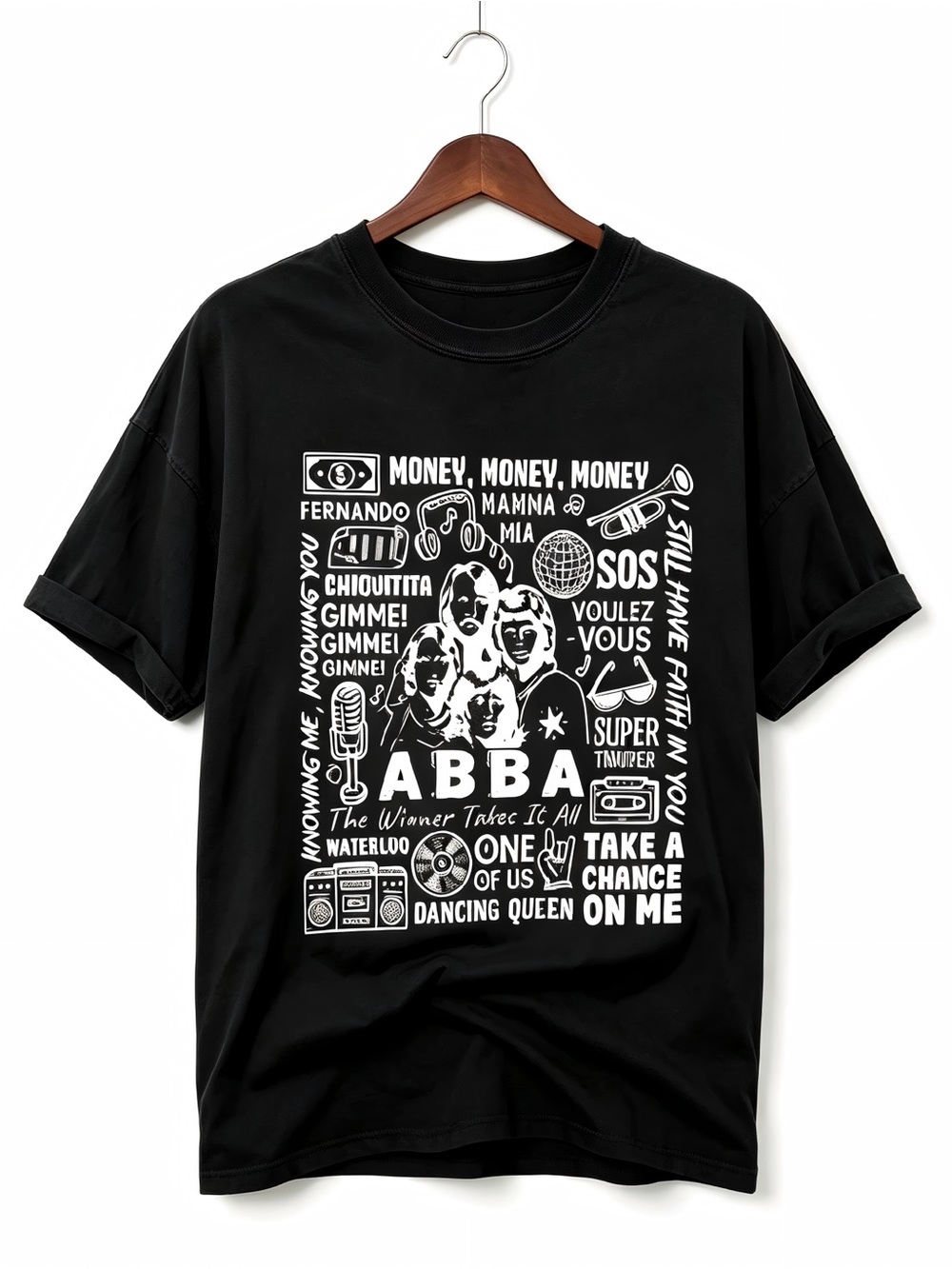 s Abba Shirt Pop Disco Rock Graphics Womens Mens T-shirt Unisex